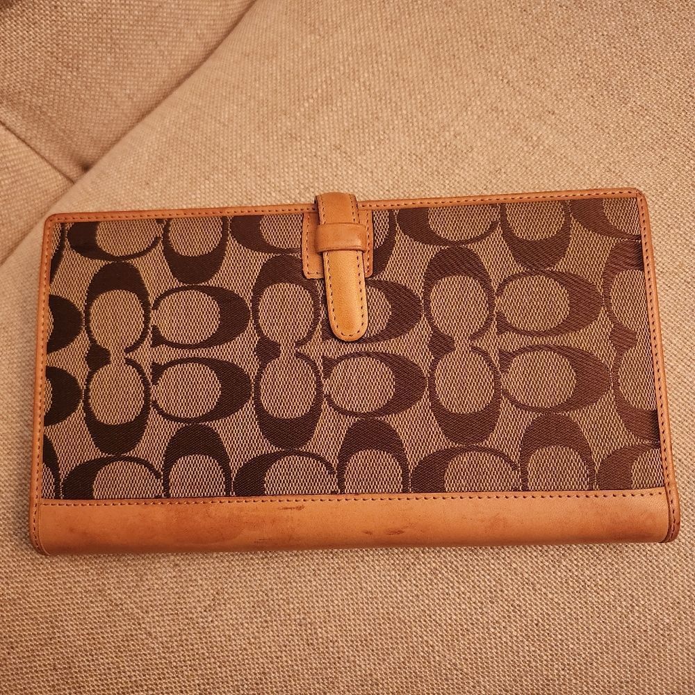 Coach Vintage Brown Portfolio Bifold Monogram Wallet